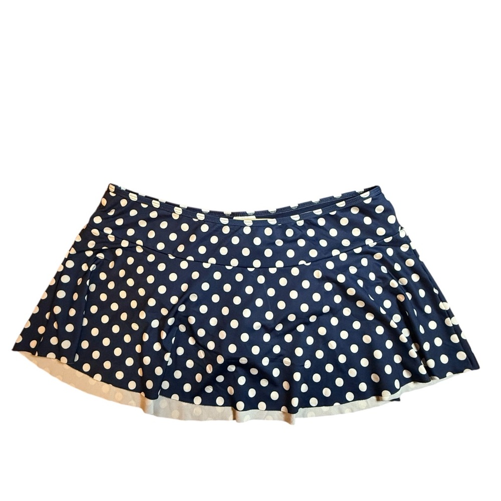 Lands‎ End Girls Size 16 Plus Swimsuit Bikini Bottom Skirt Navy Blue Polka Dot